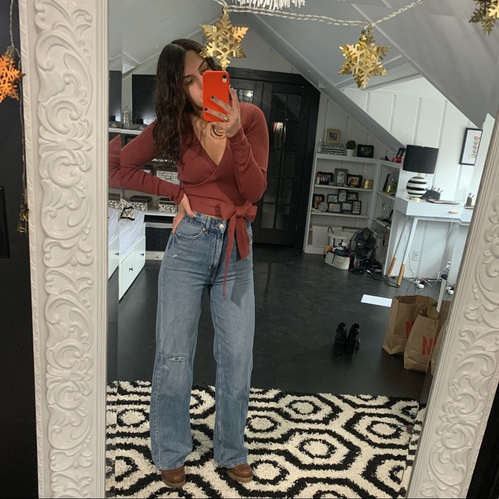 Womens straight wide leg jeans